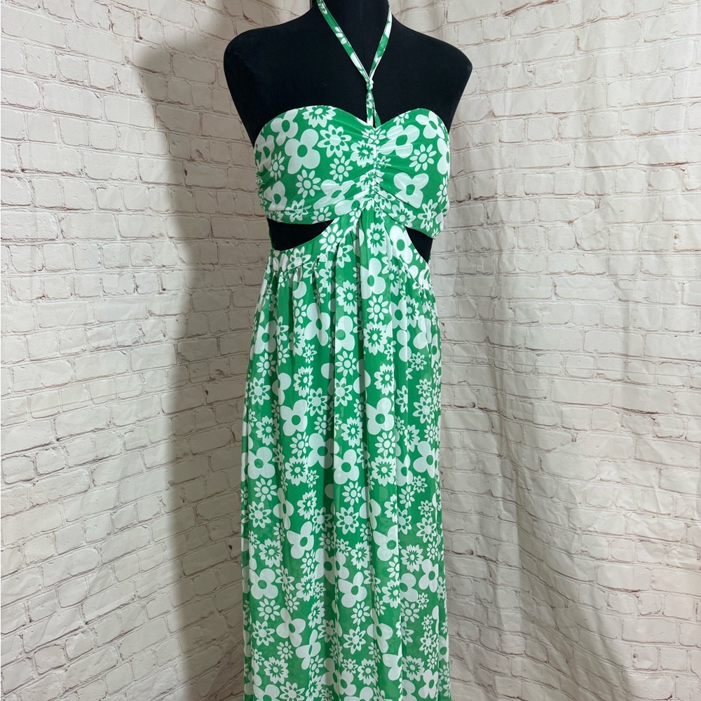 Green Floral Peekaboo Dress